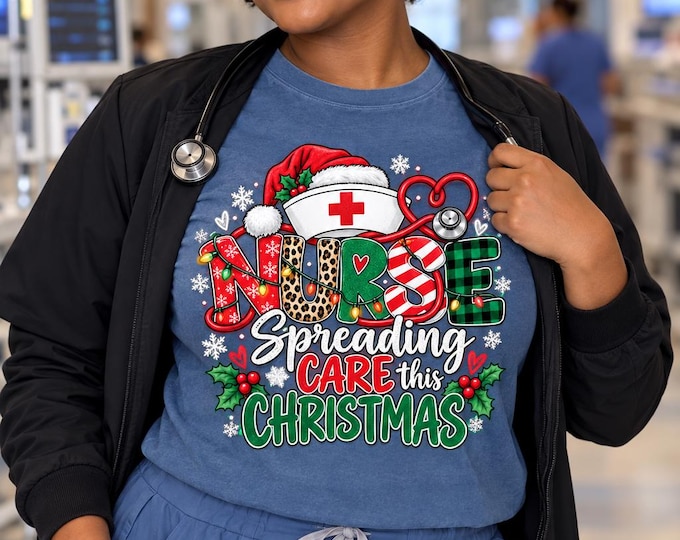 Nurse Spreading Care this Christmas T-shirt | Holiday Nurse Tee