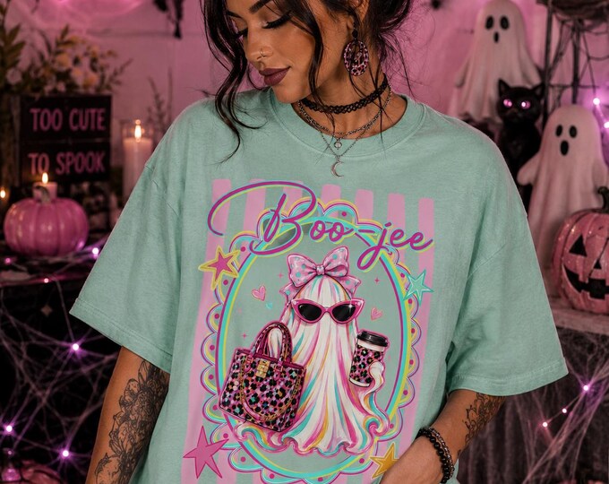 Boo-jee Ghost Shirt, Cute Halloween Ghost Tee, Comfort Colors 1717, Coquette Ghost Shirt, Trendy Spooky Season Shirt, Pumpkin Patch Tee