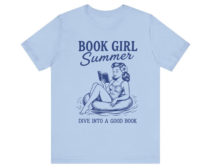 Book Girl Summer Tee | Retro Woman Reading Graphic, Dive Into a Good Book