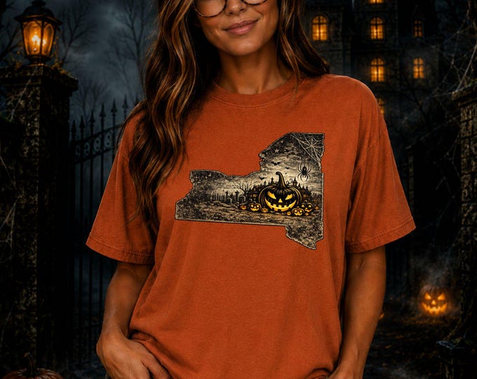 New York Halloween Shirt, Pumpkins Graphic Tee, Haunted House Trademarked Tee, Comfort Colors Fall Shirt