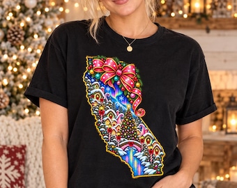 California Christmas Shirt, Whimsical Holiday Village Tee, Comfort Colors 1717, California Christmas Gift