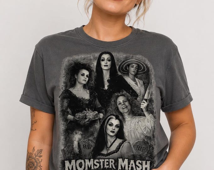 Monster Mash | Momster Mash Horror Icon Portraits T-Shirt | Retro Graveyard Shirt