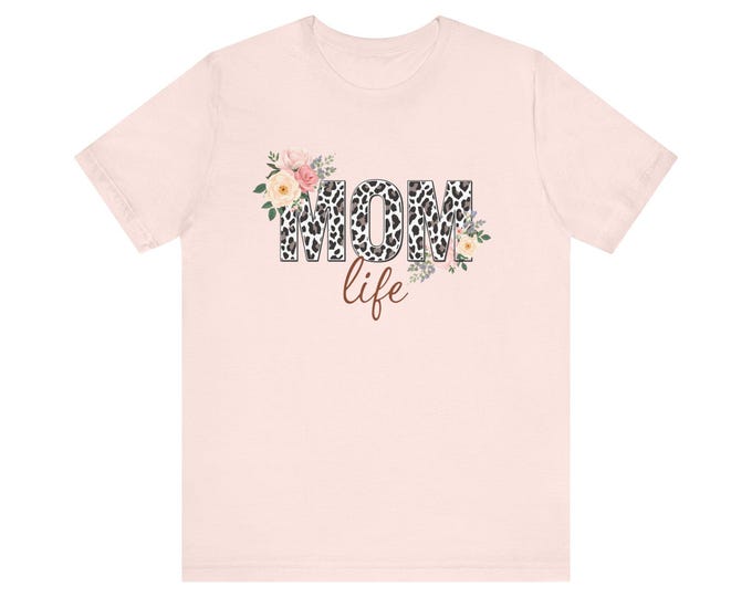 Mom Life Floral Leopard Print Tee | Watercolor Roses, Casual Cotton Summer Shirt