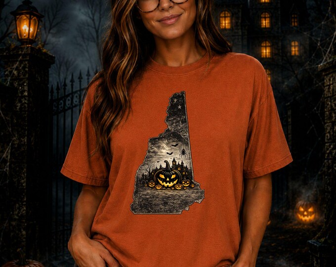 New Hampshire Halloween Shirt, Spooky State Pride Tee, Vintage Distressed Design