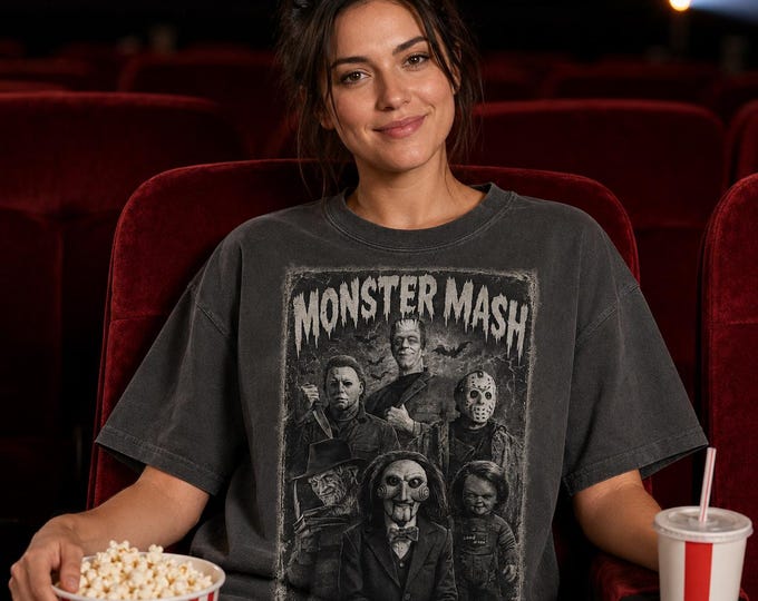 Vintage Monster Mash Horror Shirt, Comfort Colors Halloween Graphic Tee