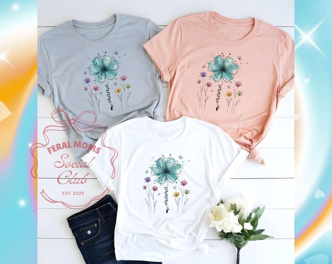 Floral Mama Shirt | Wildflower Boho Graphic Tee for Motherhood