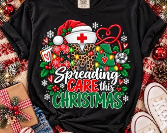 CMA Certified Medical Assistant Spreading Care This Christmas Nurse T-shirt | Holiday Nursing Tee
