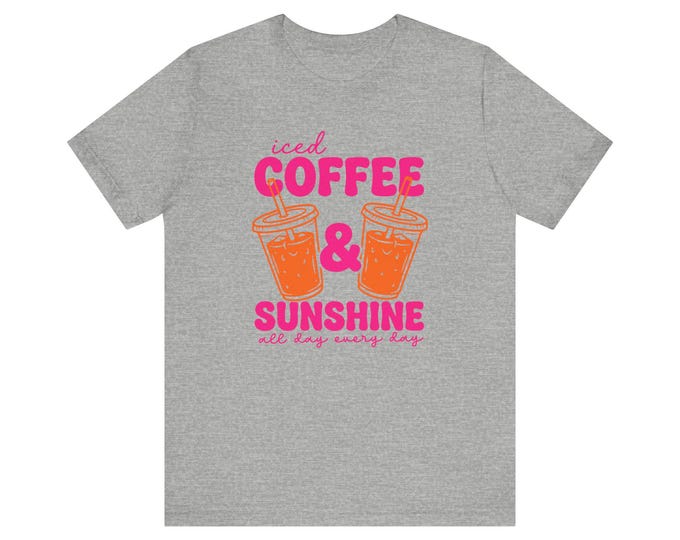 Oversized Iced Coffee Sunshine Graphic Tee | Summer Cold Cup Drink Shirt