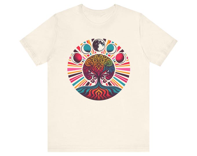Psychedelic Tree of Life Tee | Colorful Cosmic Phases Graphic Shirt