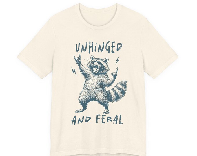Unhinged and Feral Raccoon Oversized Mom Tee | Graphic Raccoon Illustration Shirt