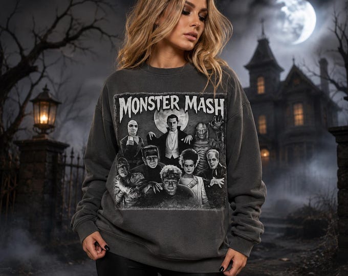 Monster Mash Sweatshirt, Vintage Halloween Sweatshirt, Retro Horror Crewneck, Spooky Season Sweatshirt, Classic Monsters Pullover