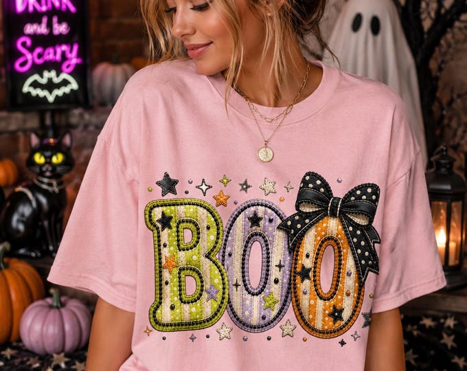 Boo Halloween Shirt, Cute Ghost Shirt, Comfort Colors Tee, Spooky Season Shirt, Pumpkin Patch Tee, Fall Graphic Tee, Coquette Halloween