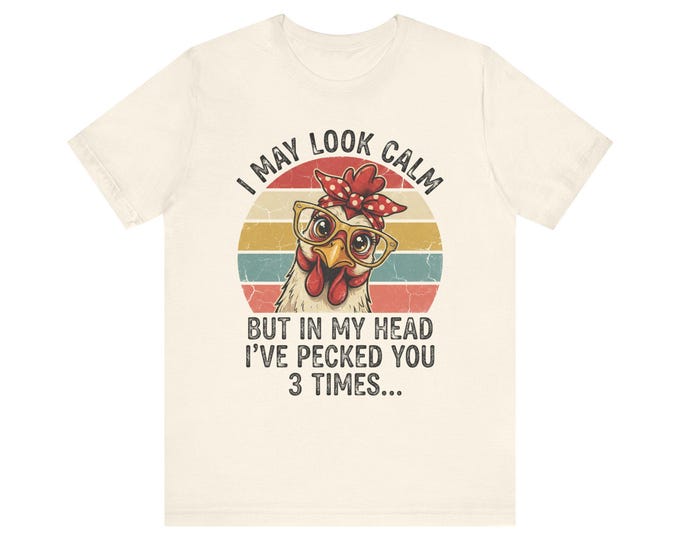 I May Look Calm Chicken Oversized Trendy Women's Tee | Funny Hen Retro Stripes