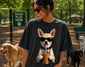 Chihuahua Iced Coffee Shirt, Chihuahua Mom Tee, Dog Mom Comfort Colors Shirt, Funny Gift, Coffee Lover Dog Shirt, Cute Pet Graphic Tee