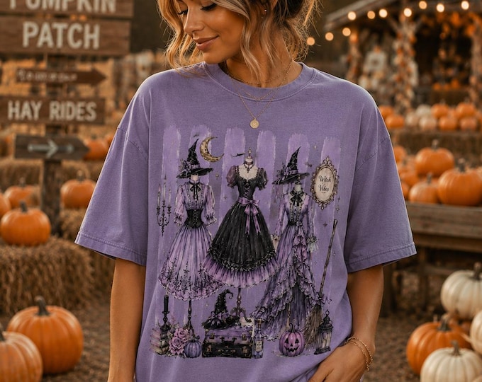 Victorian Gothic Witchcore Tee, Purple Halloween Shirt, Cottagecore Tee (Comfort Colors)