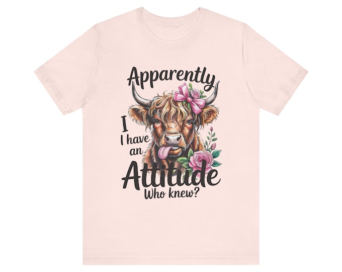 Apparently I Have an Attitude Cow T-Shirt | Floral Cow Graphic