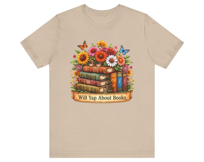 Will Yap About Books Tee | Stack of Books with Flowers and Butterflies