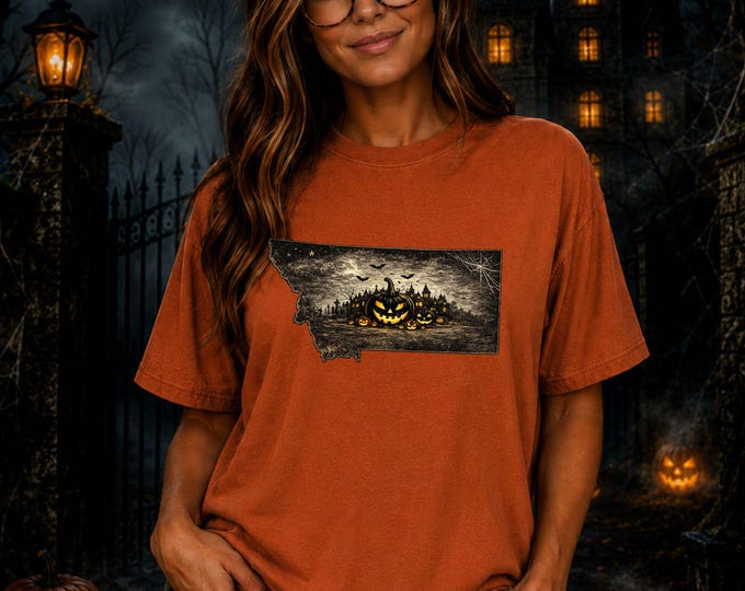 Montana Halloween Shirt, Vintage Haunted Village Tee, Comfort Colors 1717