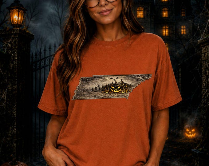 Tennessee Halloween Shirt, Spooky Tennessee Tee, Pumpkin Patch Shirt, Haunted House Graphic Tee, Comfort Colors Fall Shirt