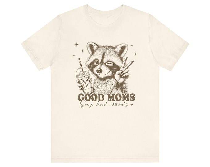 Raccoon Peace Sign Graphic Tee | "Good Moms Say Bad Words" Mom Shirt