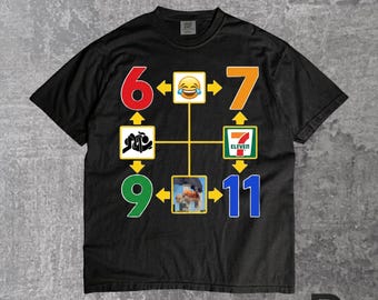 6 7 9 11 Meme Diagram T-Shirt | Edgy Dark Humor Streetwear Graphic Tee, Viral Meme Gift