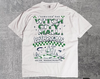 I Survived The Witch City Mall Bathrooms Shirt, Salem Massachusetts Graphic Tee, Retro Goth T Shirt, 90s Nostalgia Unisex Shirt