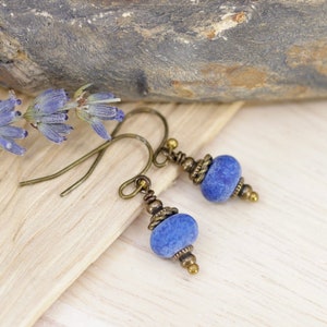 Dainty Lapis Lazuli Earrings, Handmade Minimalist Stone Earrings