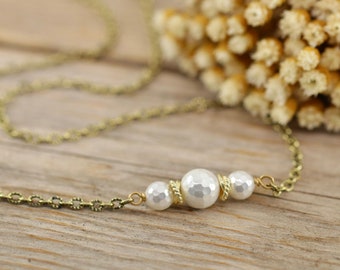 Minimalist Pearl Choker Necklace, Dainty Bar Necklace
