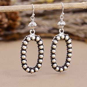 Silver Hoop Statement Earrings, Textured Western Earrings, Elegant Bohemian Hoop Earrings