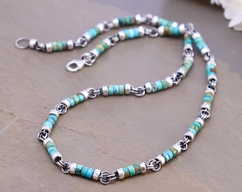 Collar de turquesa - Joyería occidental de plata esterlina, collar del suroeste hecho a mano
