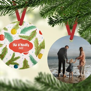 Family Ornament 2022, Double-sided Photo or Picture, Annual Christmas Ornament, Kid Photo Ornament, Customize Family Ornament, Gift Idea