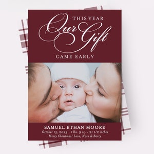 Our Gift Came Early This Year, Christmas Birth Announcement, Holiday Baby Announcement, My First Christmas Card, Holiday Birth Announcements