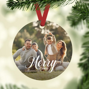 Photo Family Christmas Ornament, Family Ornament with Picture or Photo, Annual Ornament, Gift for Mom or Grandma, Custom Design, Stockings