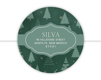Christmas Return Address Stickers | Custom Round Labels for Holiday Card Envelopes