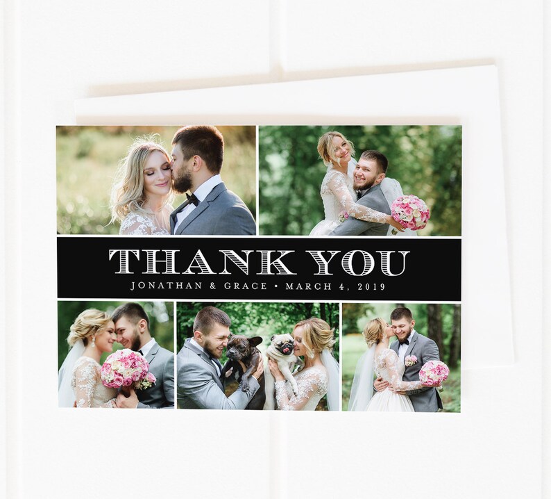 PDF Printable Wedding Thank You Black and White Thank You Card Photo Thank You Card Wedding Thank You Card Printed Wedding Thank Yous
