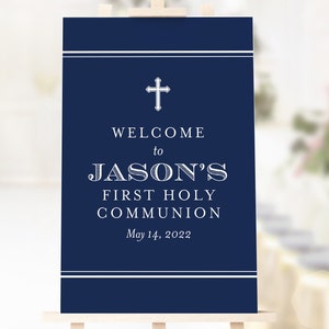 Communion Welcome Sign, Welcome Poster, First Holy Communion Sign, Communion Party Decor, Decorations for Communion, Printed Welcome Sign