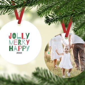 Family Ornament 2022, Double-sided Photo or Picture, Annual Christmas Ornament, Kid Photo Ornament, Customize Family Ornament, Gift Idea