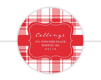 Plaid Return Address Labels, Holiday Address Label, Christmas Return Address Label, Holiday Address Stickers, Christmas Address Stickers