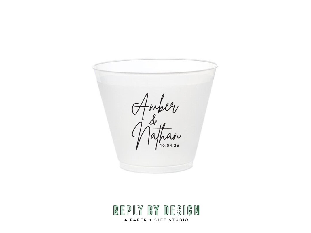 Scripted Cups Personalized Wedding Frosted Cups - Modern Script Design - Rehearsal ...