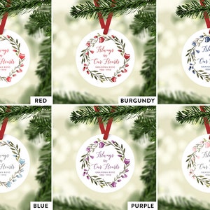 Remembrance Ornament, In Loving Memory Christmas Ornament, Always in Our Hearts Ornament, Personalized Christmas Ornament, Memorial Gifts image 2