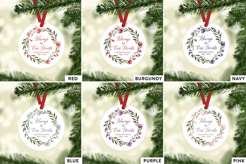 Remembrance Ornament, In Loving Memory Christmas Ornament, Always in Our Hearts Ornament, Personalized Christmas Ornament, Memorial Gifts image 2