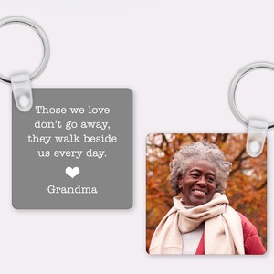 Personalized Memorial Keychain with Photo, Customizable Text, Those We Love Don&#39;t Go Away, Gift for Bereavement, Loss of Loved One or Pet