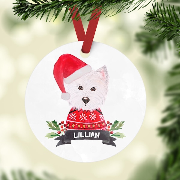 Westie Christmas Ornament, Dog Christmas Ornament, Personalized Dog Ornament, Pet Christmas Ornament, Christmas Gifts for Pets, Pet Gifts