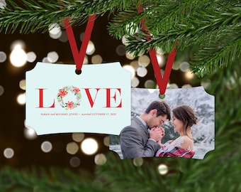 Photo Wedding Christmas Ornament | Custom Gift | Personalized Present for Couple