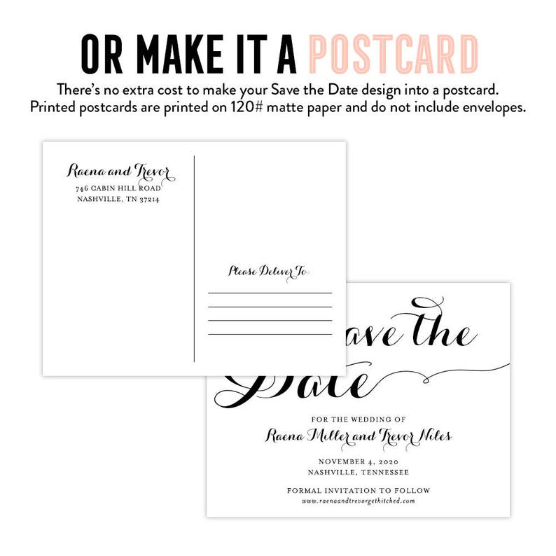 Calligraphy Save the Dates Calligraphy Save the Date Magnet Black and White Save the Dates Printable Save the Date Stripe Save the Dates