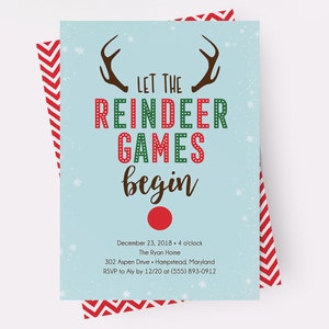 Reindeer Games Christmas Party Invitation, Funny Christmas Party Invitation, Adult Christmas Party Invitation, Office Christmas Party Invite
