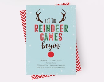 Reindeer Games Christmas Party Invitation, Funny Christmas Party Invitation, Adult Christmas Party Invitation, Office Christmas Party Invite