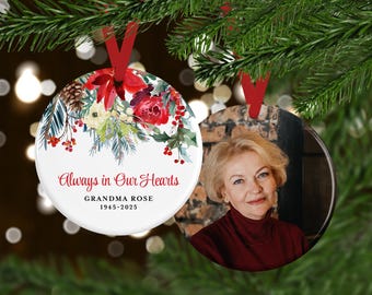 Memorial Ornament with Photo | Personalized Christmas or Sympathy Gift | Custom Picture Present