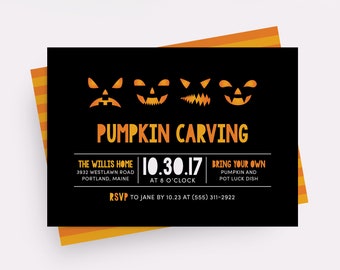Pumpkin Carving Invitation, Halloween Party Invitation, Kids Halloween Party, Adult Halloween Party, Printable Halloween Invite, Digital