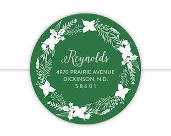 Christmas Return Address Labels, Festive Return Address Labels, Holiday Return Address Label, Holiday Address Stickers, Wreath Address Label